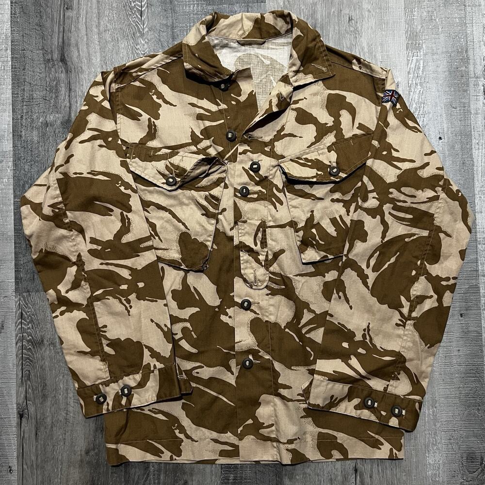 Vtg 90s British Army Tropical Desert Jacket Sz M DPM Camo Slant Pocket 180/96